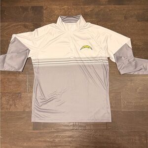 Antigua White and Gray Chargers Quarter-Zip Pullover